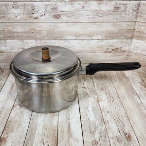 Vintage Flint Ware By Ekco 3 Qt 18-8 Tri-Clad Stainless Steel Sauce Pan W/Lid